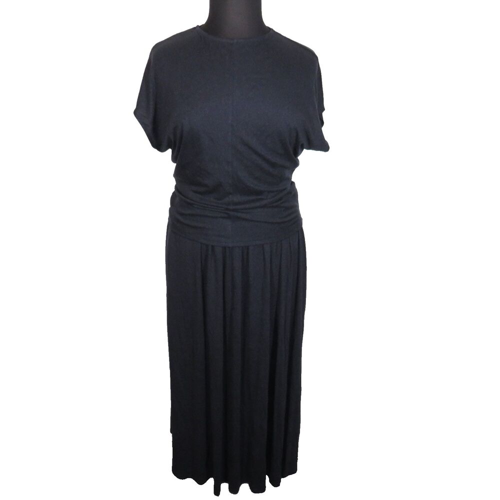 OGL Tencel Linen Luxe Maxi Skirt + Dolman Top Outfit Set Navy Size XL